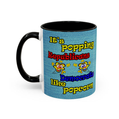 popping like popcorn - Accent Mug (faded dark blue)