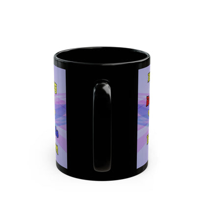 popping like popcorn - Black Mug (light blue-pink wave)