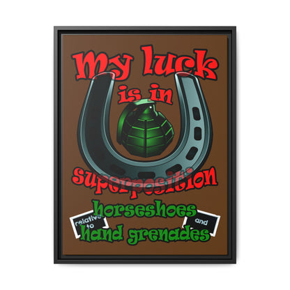 my luck - framed canvas art (brown)