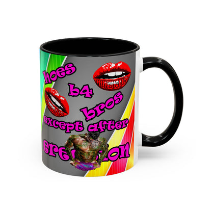 hoes b4 bros - Accent Mug (rainbow split)