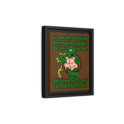 turtle race - framed canvas art (brown)