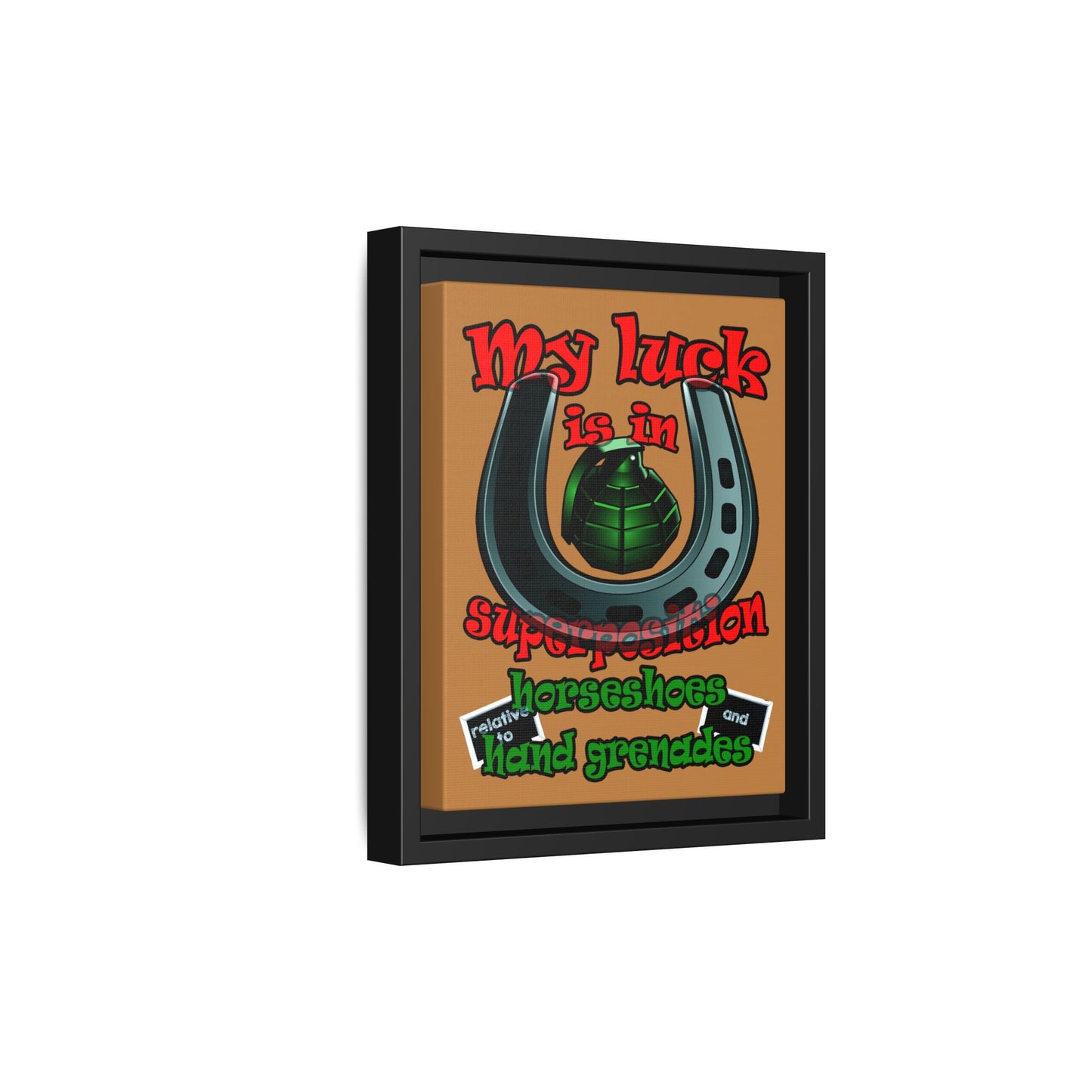 my luck - framed canvas art (light brown)