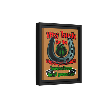 my luck - framed canvas art (light brown)