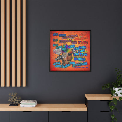 drop the beat - framed canvas art (burnt orange)