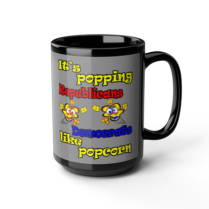 popping like popcorn - Black Mug (grey)