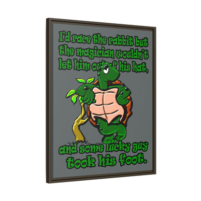 turtle race - framed canvas art (dark grey)