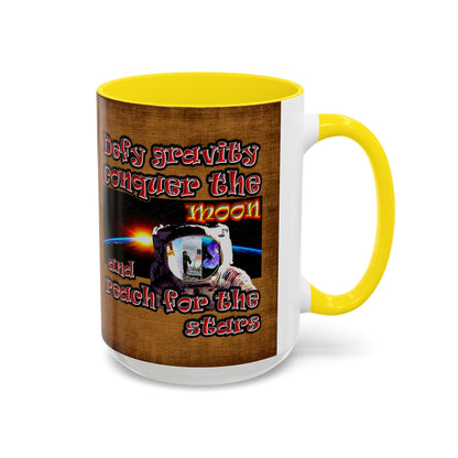 defy conquer reach - Accent Mug (brown papyrus)