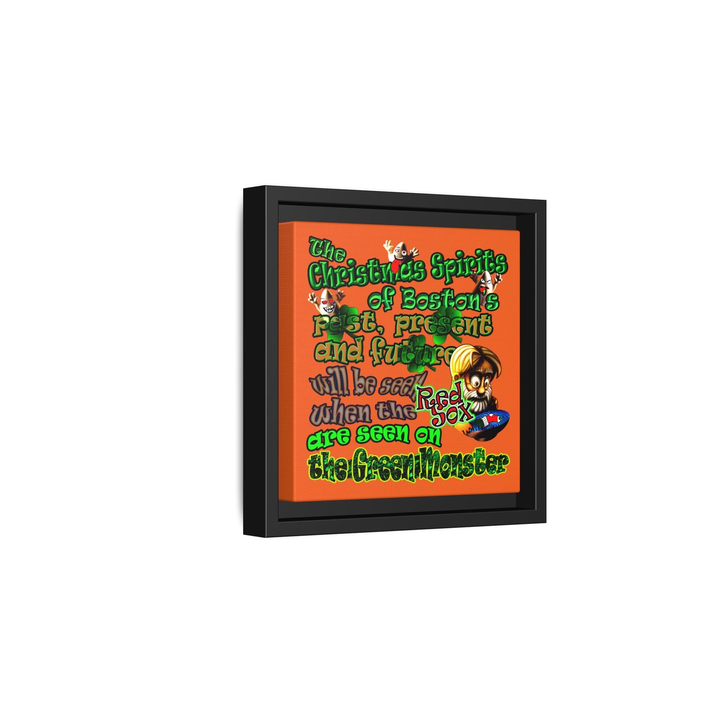 christmas spirits of boston - framed canvas art (orange)