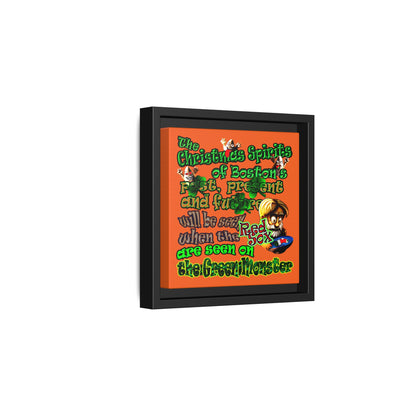 christmas spirits of boston - framed canvas art (orange)