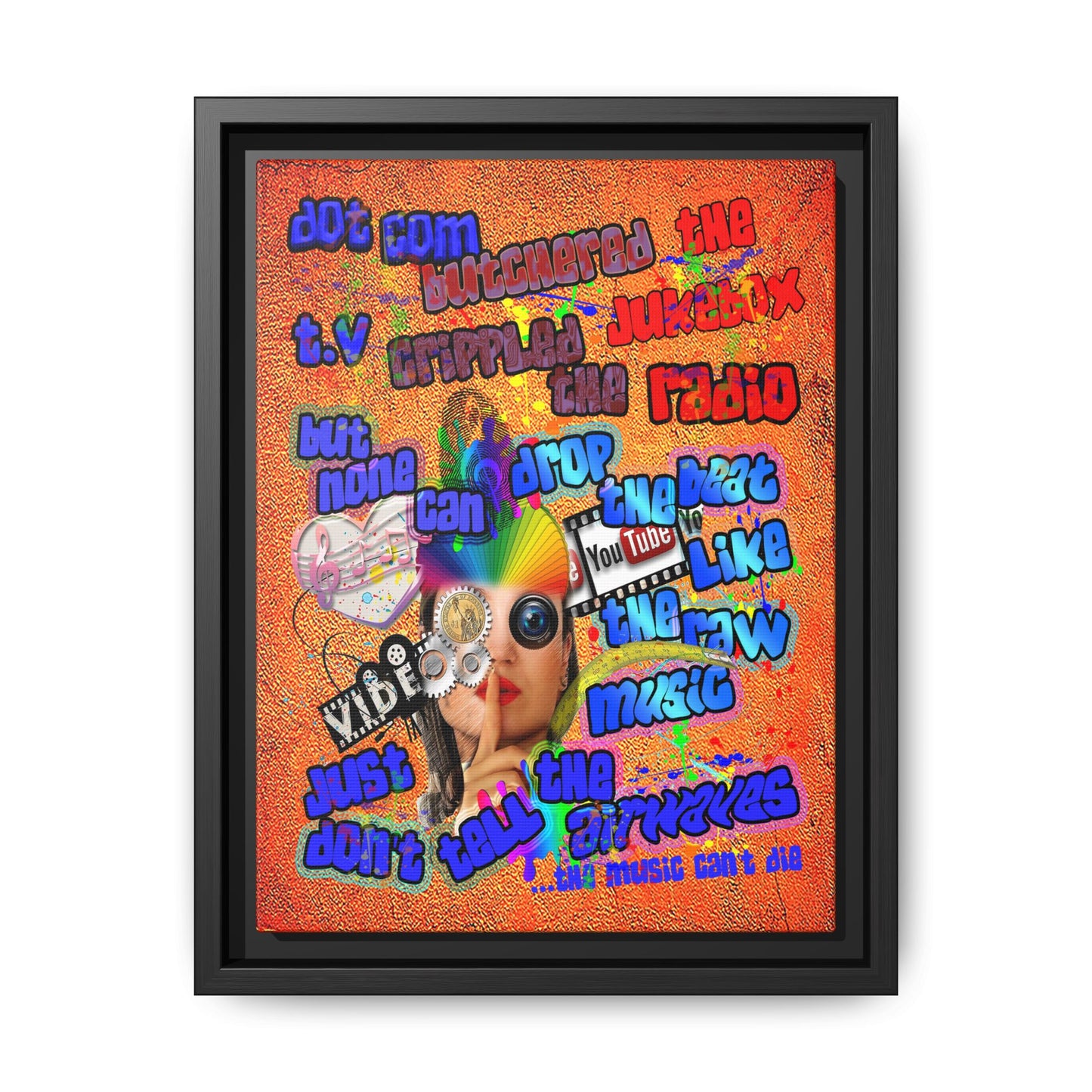 drop the beat - framed canvas art (burnt orange)