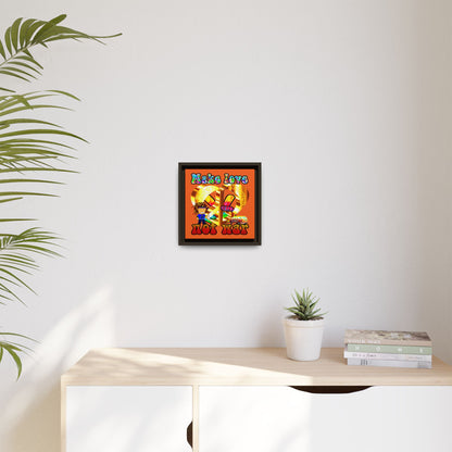 love peace - framed canvas art (orange)