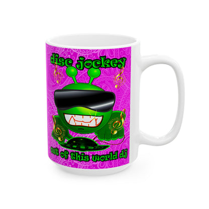 disc jockey - White Mug (pink swirl)
