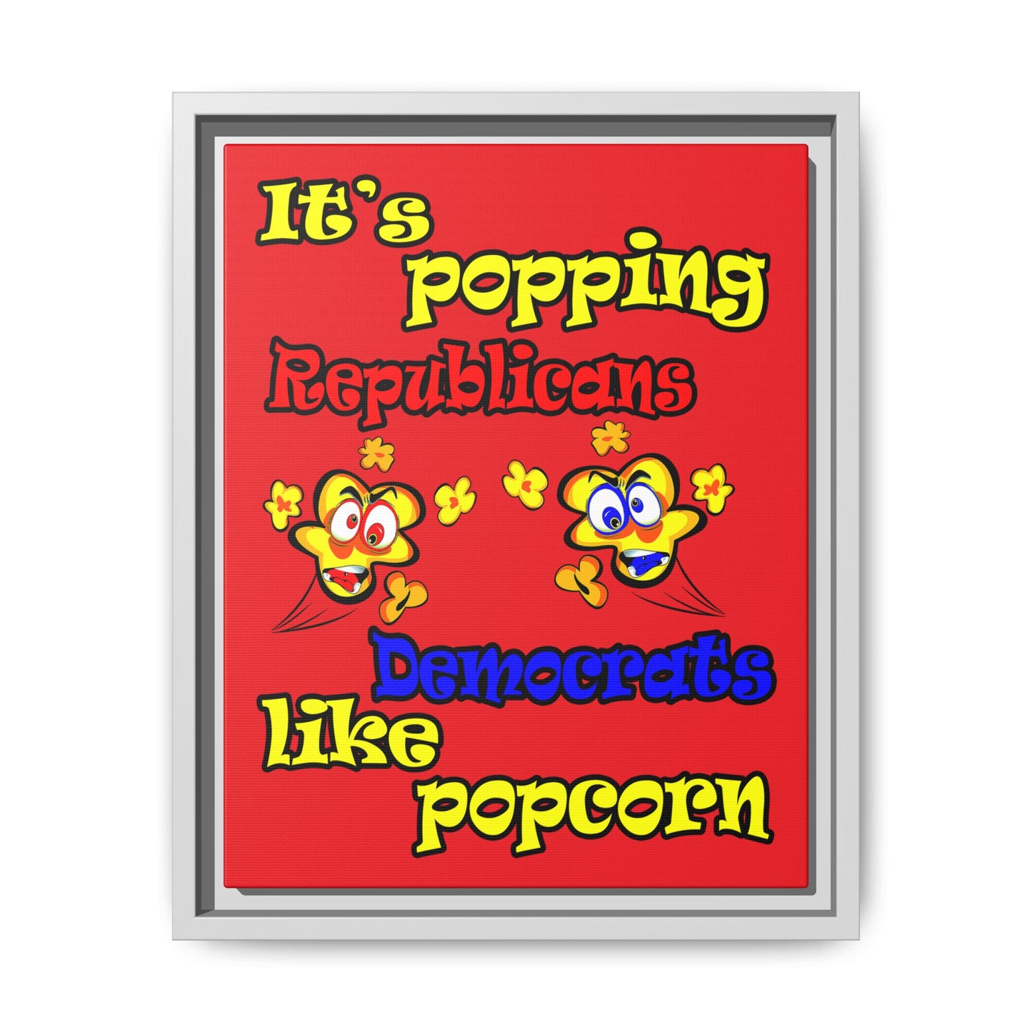 popping like popcorn - framed canvas art (red)