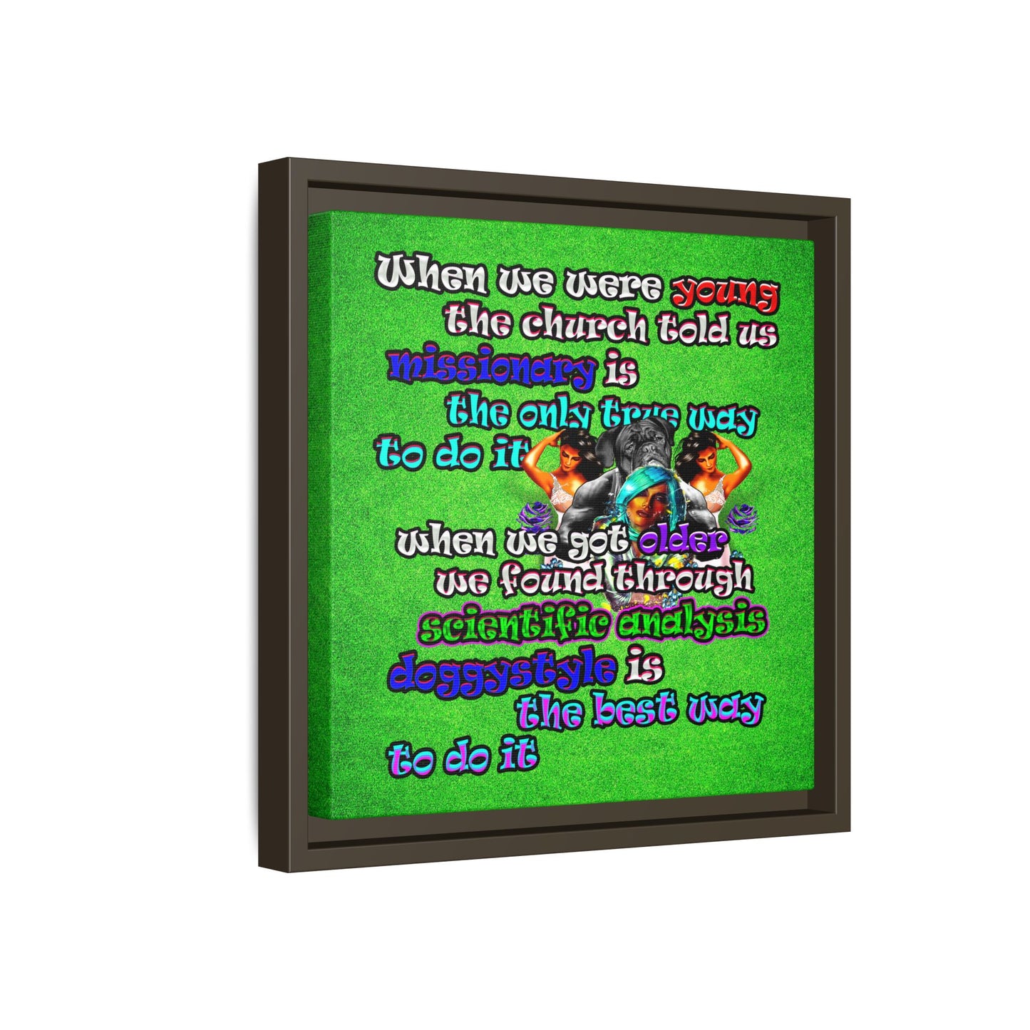 doggystyle - framed canvas art (green turf)