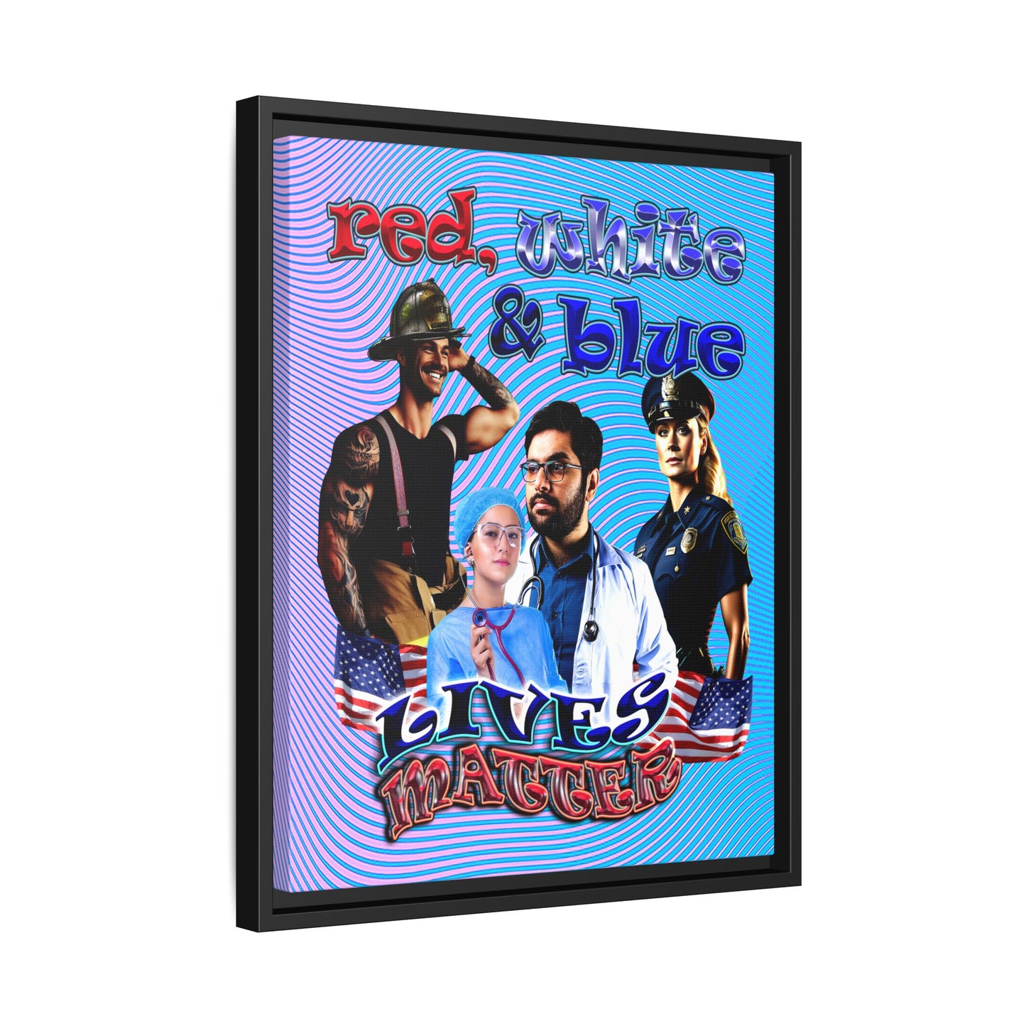 rw&b lives matter - framed canvas art (light blue-purple wave)