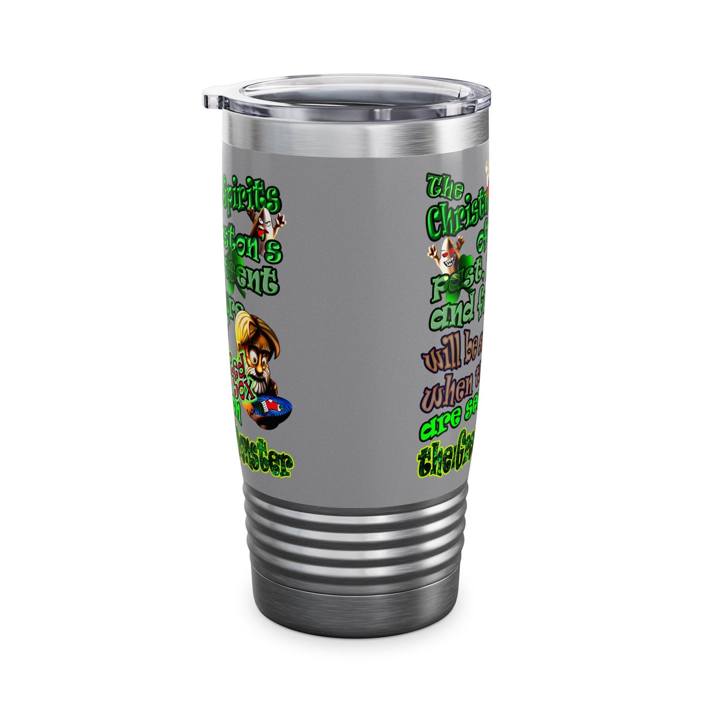 christmas spirits of boston - Ringneck Tumbler, 20oz (grey)