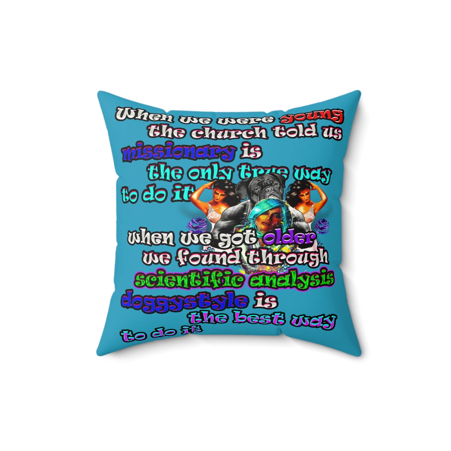 doggystyle - Faux Suede Square Pillow - (turquoise)