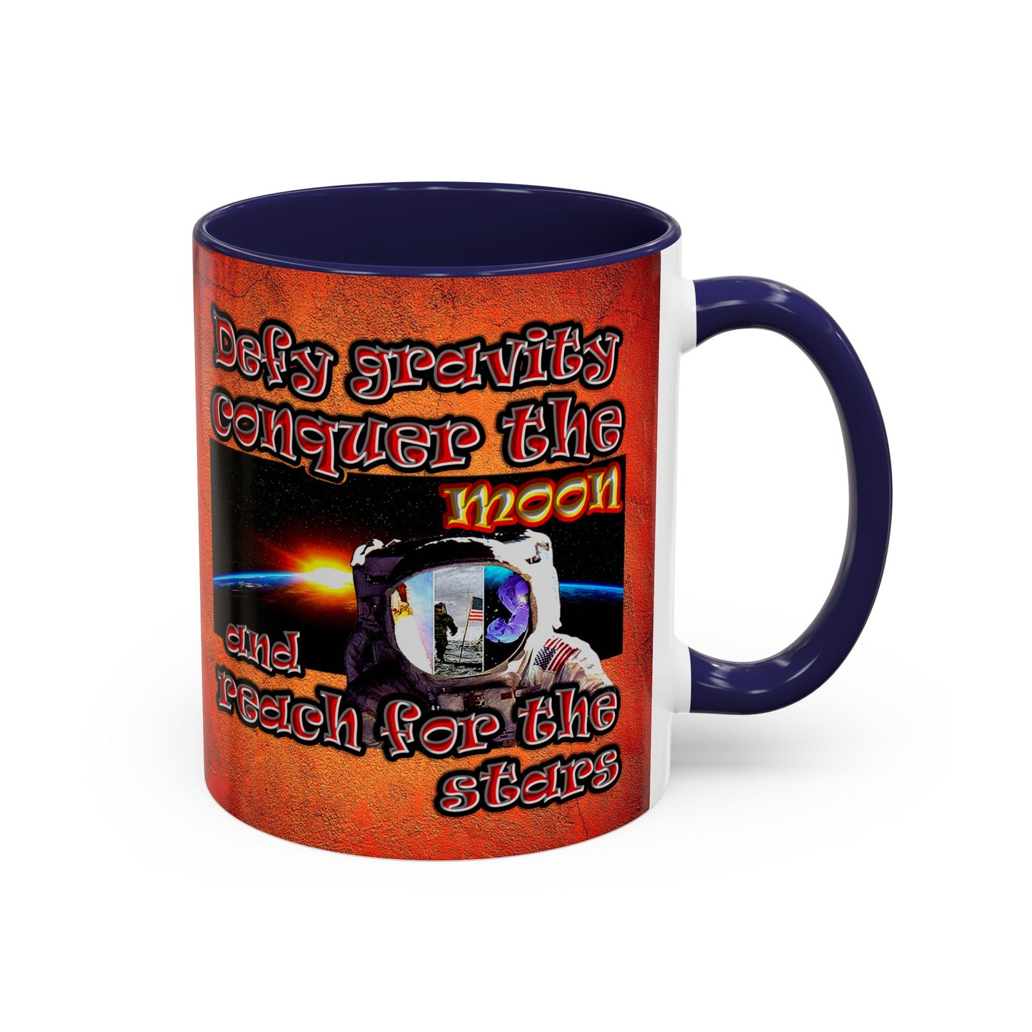 defy conquer reach - Accent Mug (burnt orange)