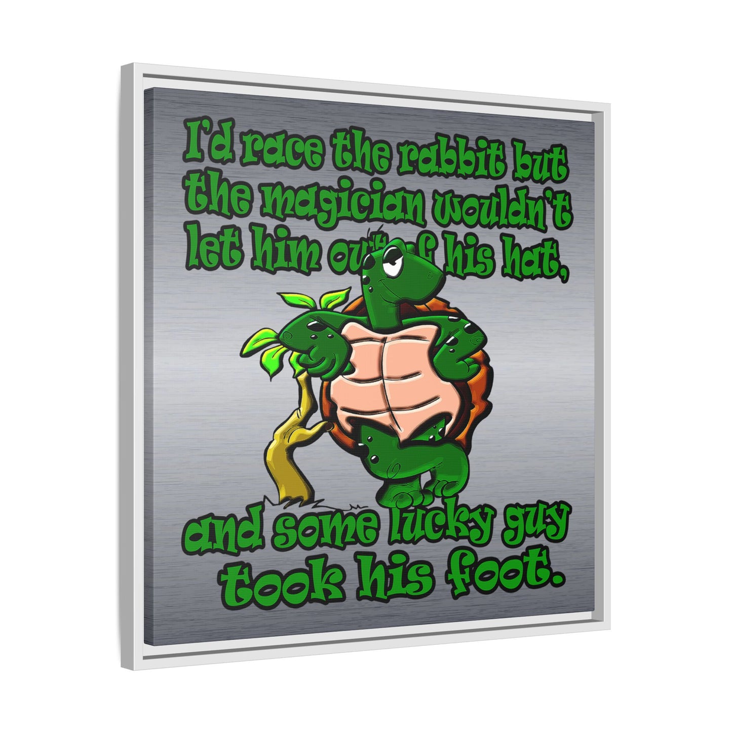turtle race - framed canvas art (brushed nickel)