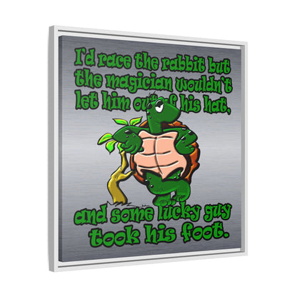 turtle race - framed canvas art (brushed nickel)