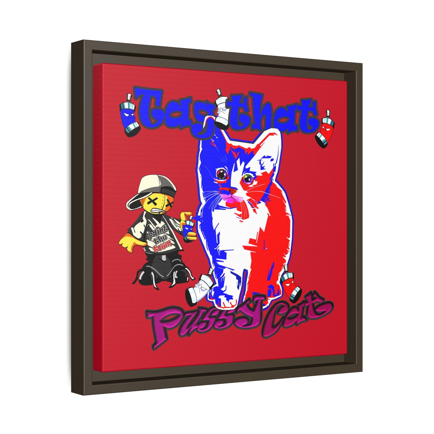 tag that - framed canvas art (dark red)