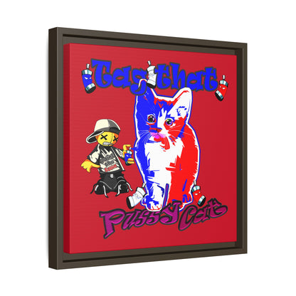 tag that - framed canvas art (dark red)
