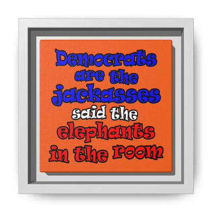 donkeys and elephants - framed canvas art (orange)