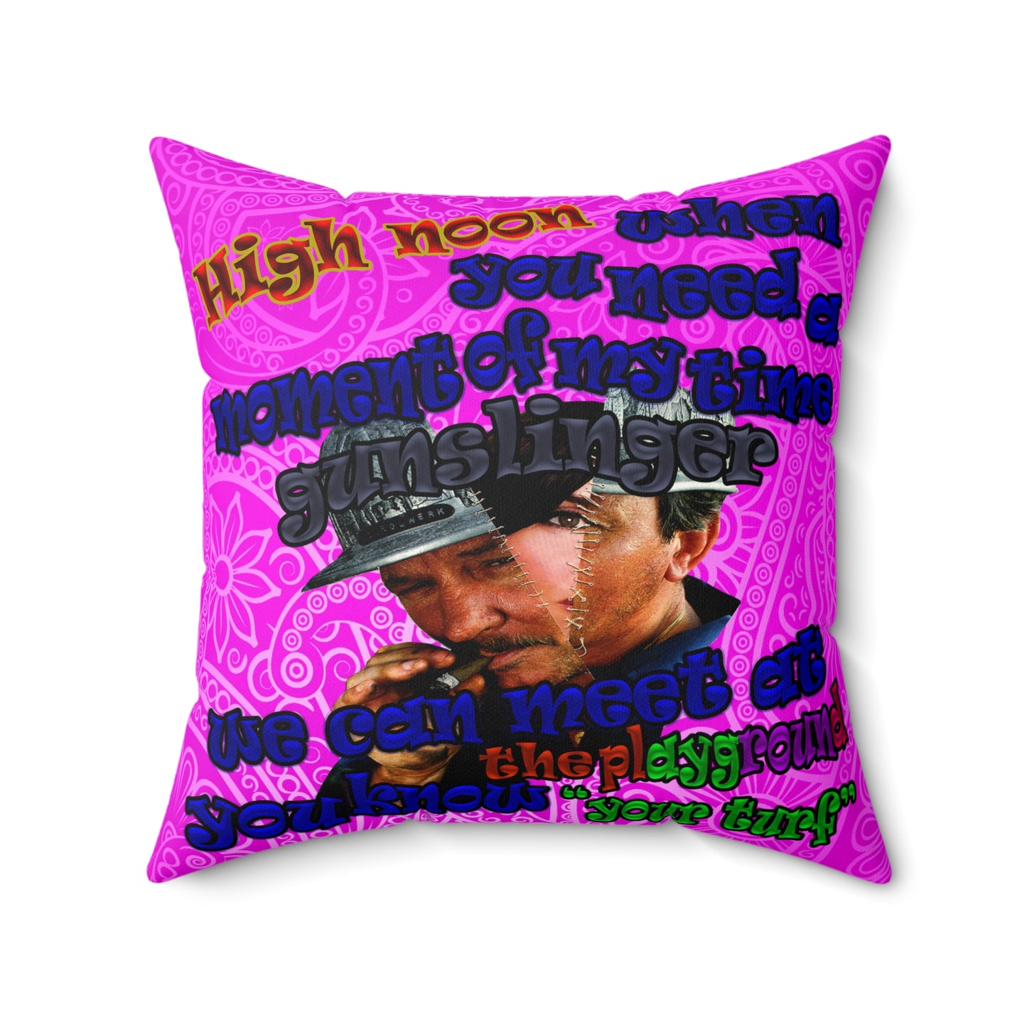 high noon - Spun Polyester Square Pillow - (pink swirl)