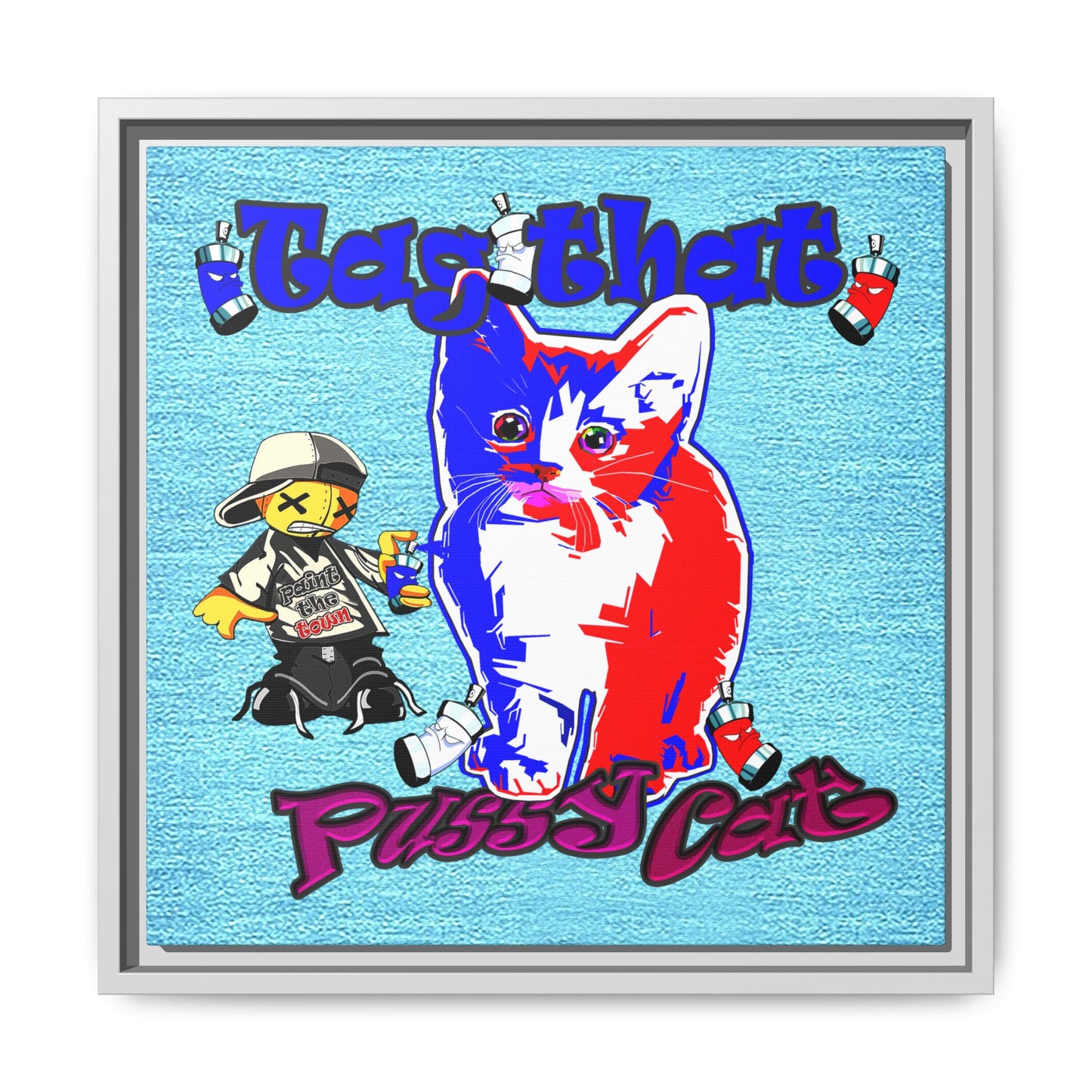 tag that - framed canvas art (faded blue)