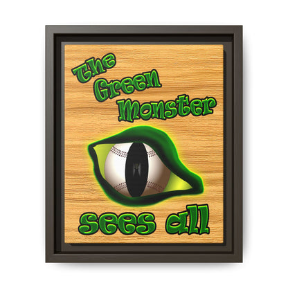 green monster - framed canvas art (butterscotch wood finish)