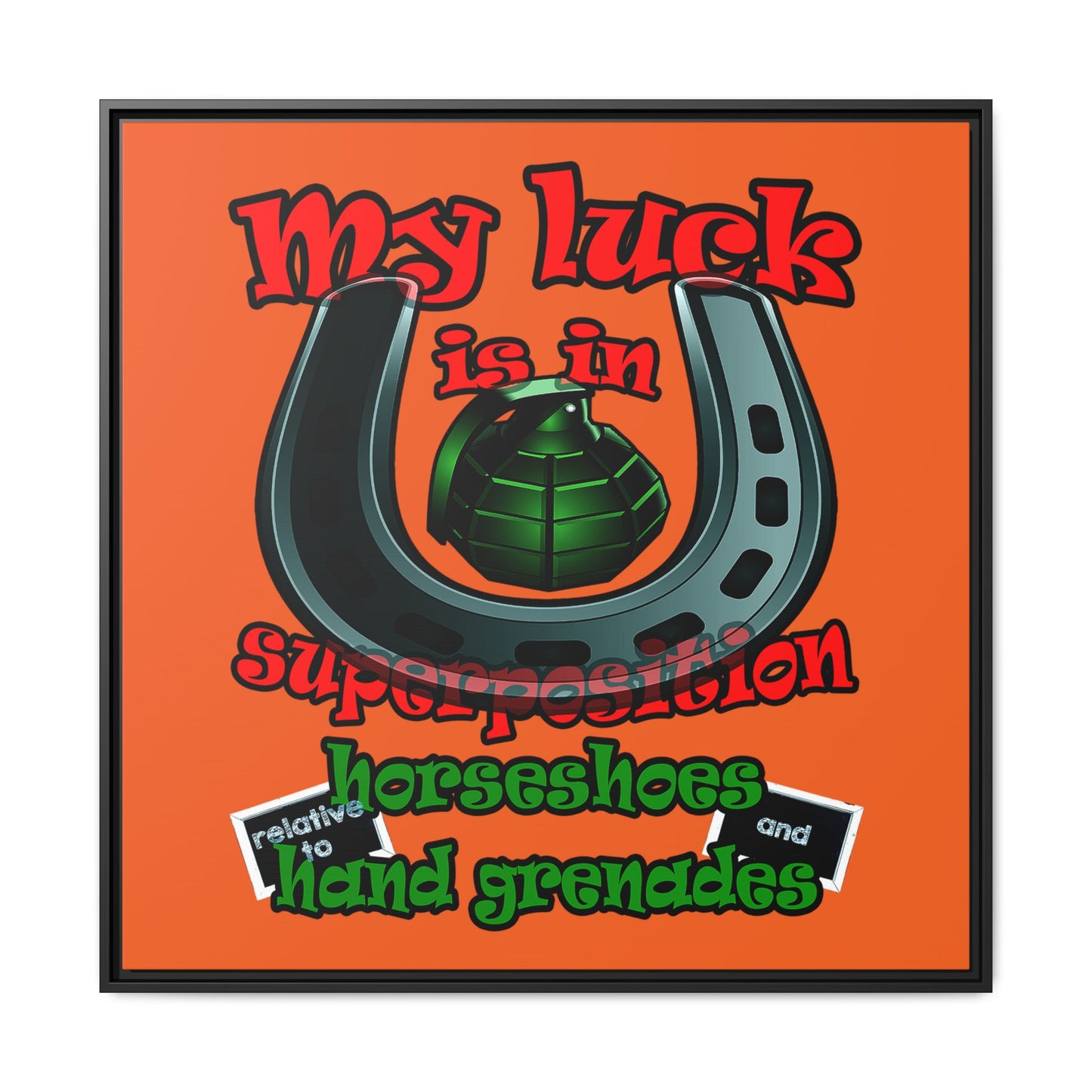 my luck - framed canvas art (orange)