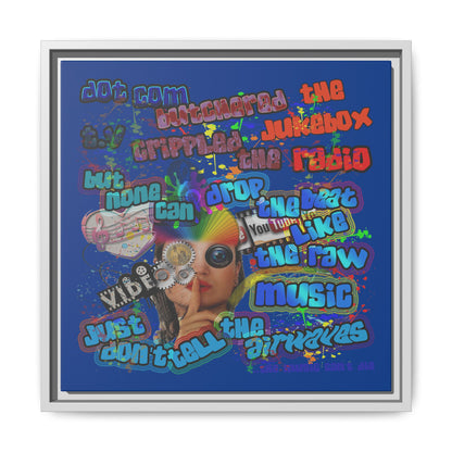 drop the beat - framed canvas art (dark blue)