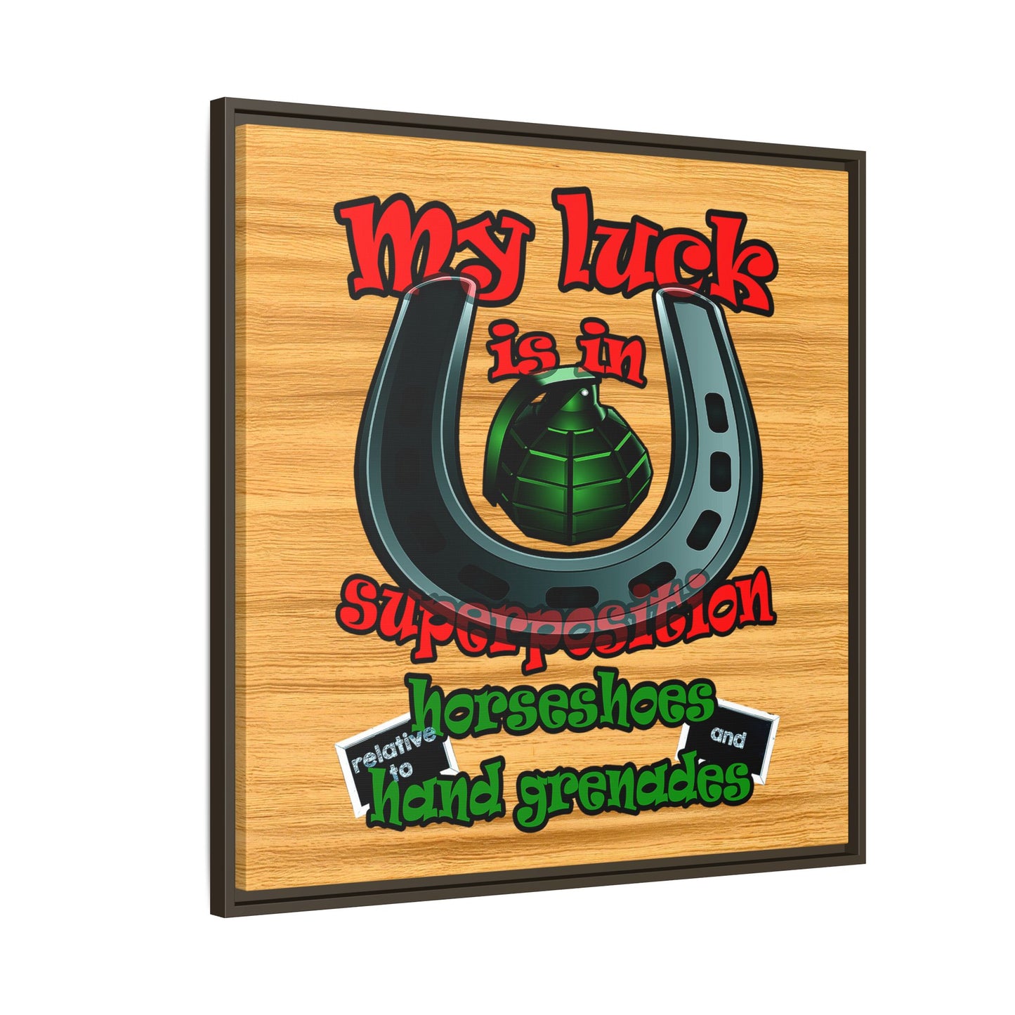 my luck - framed canvas art (butterscotch wood finish)