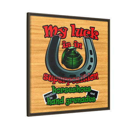 my luck - framed canvas art (butterscotch wood finish)