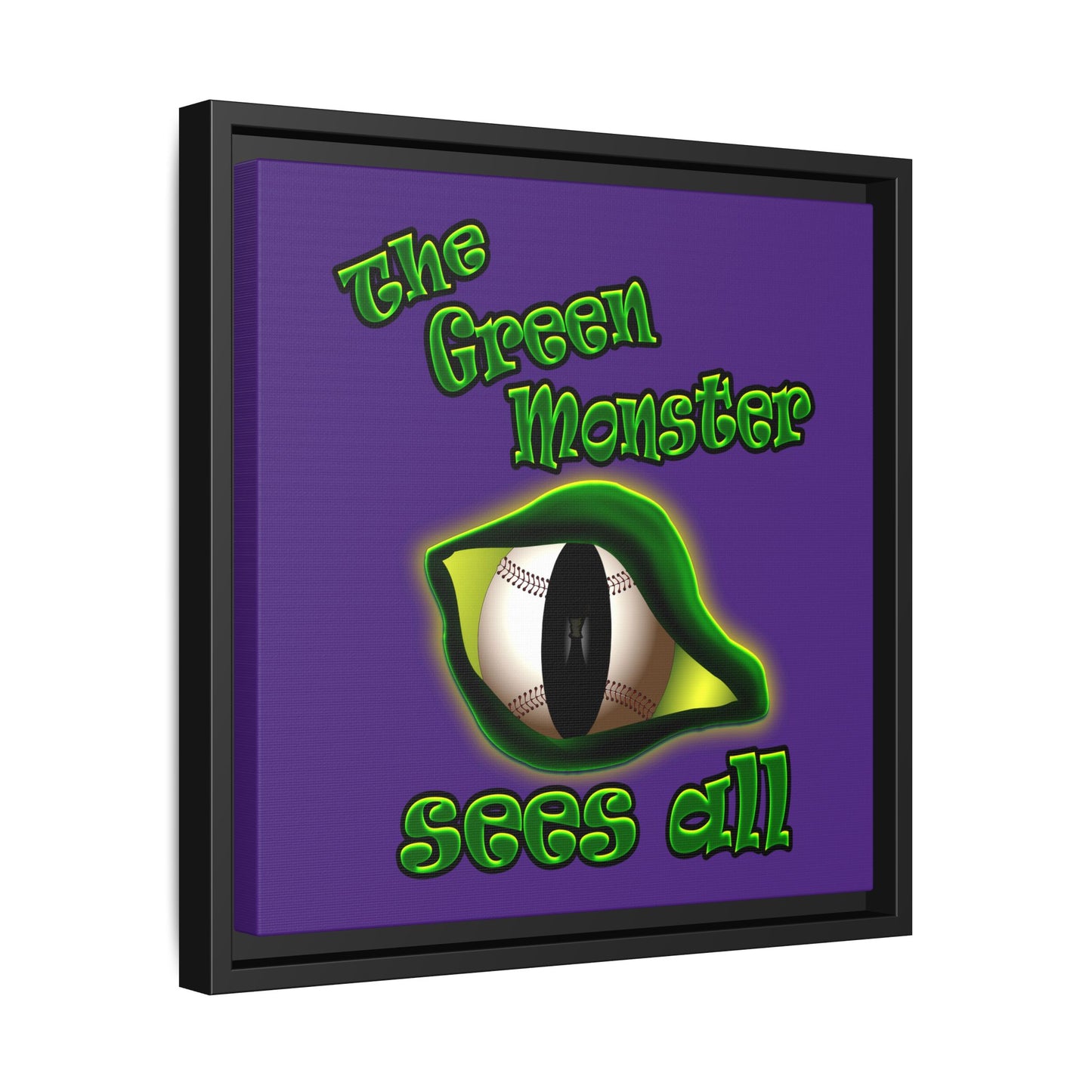 green monster - framed canvas art (purple)