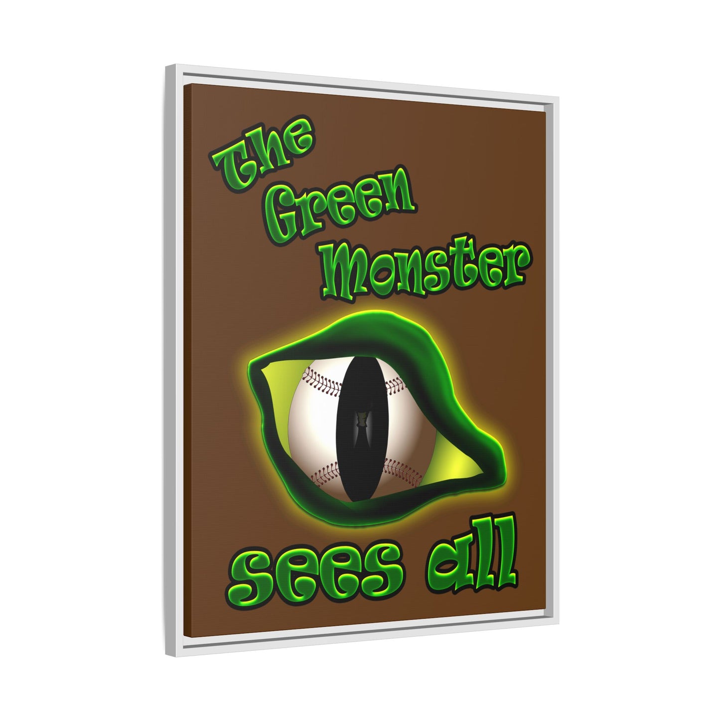 green monster - framed canvas art (brown)