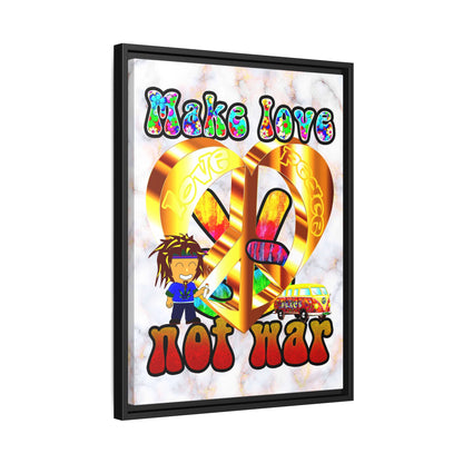 love peace - framed canvas art (white marble)