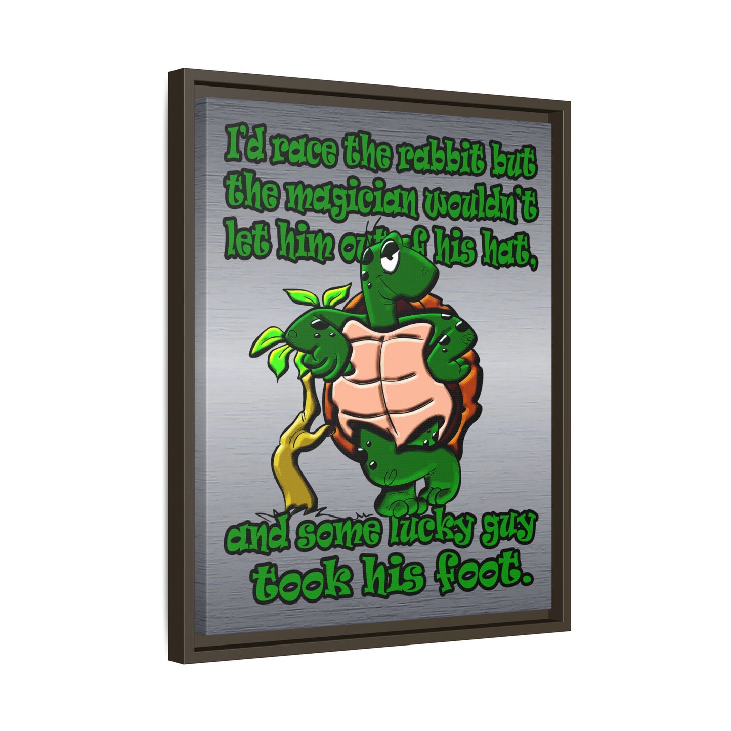 turtle race - framed canvas art (brushed nickel)