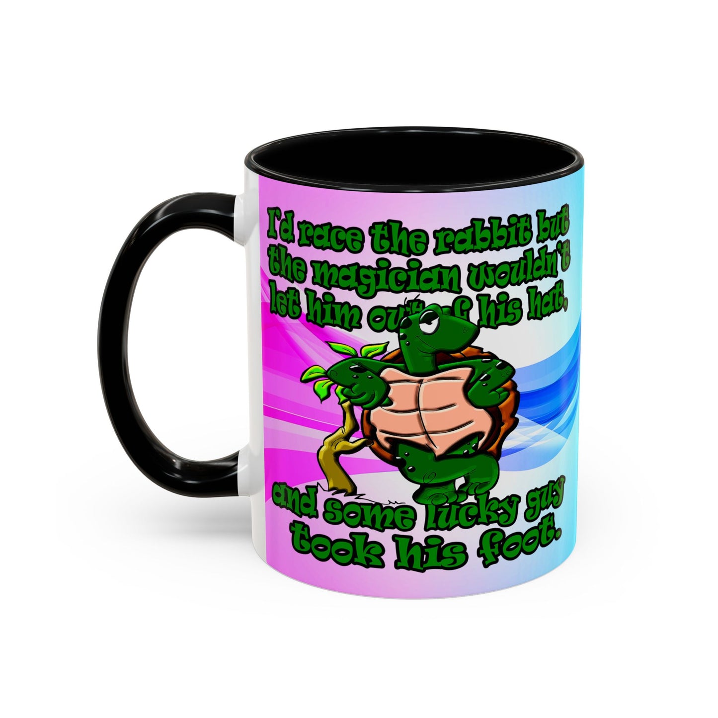 turtle race - Accent Mug (light blue-pink wave)