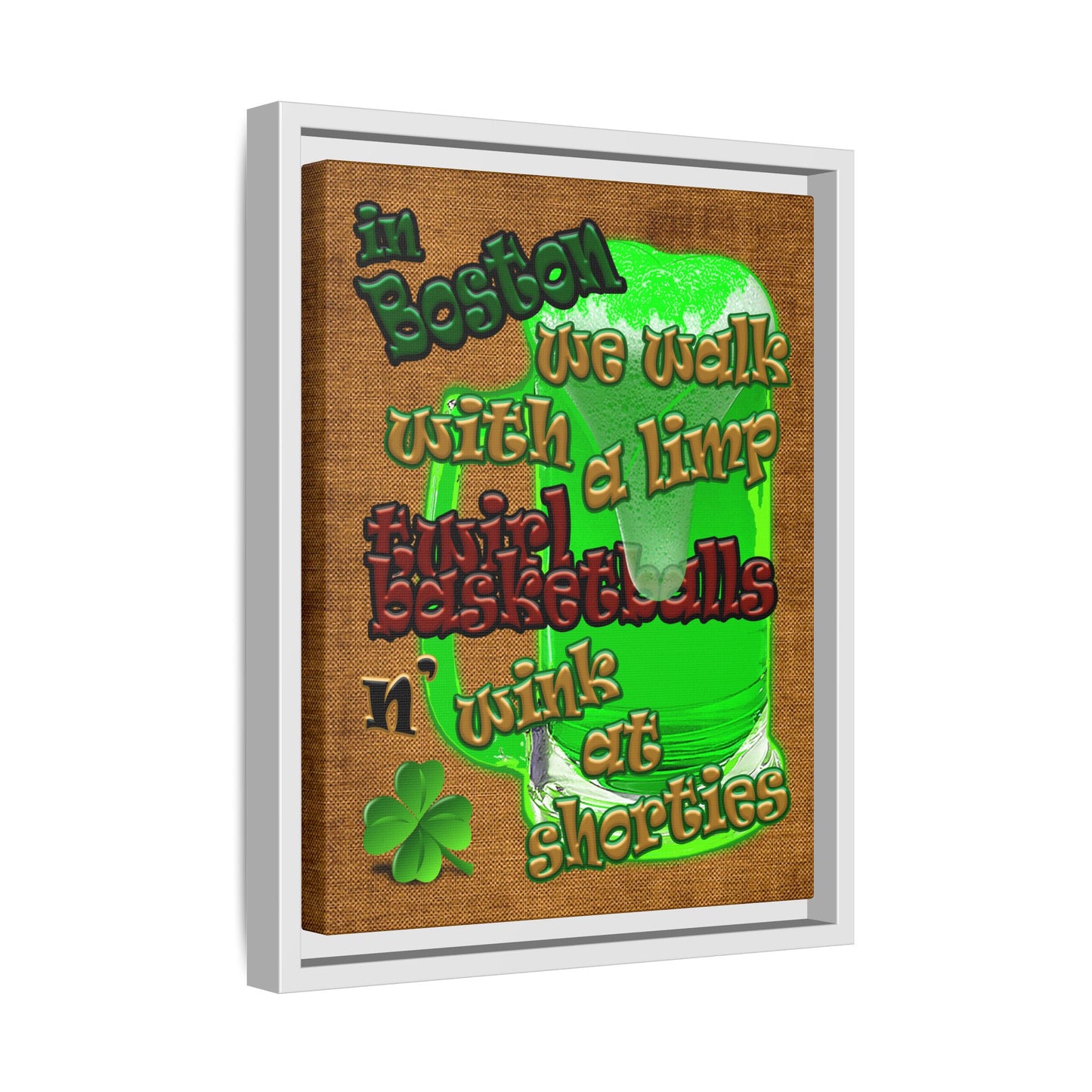 celtics logo - framed canvas art (brown papyrus)