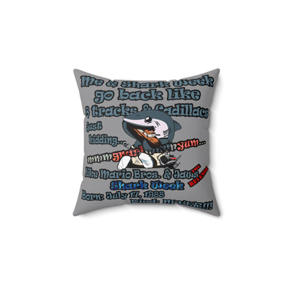 shark week - Faux Suede Square Pillow - (grey)