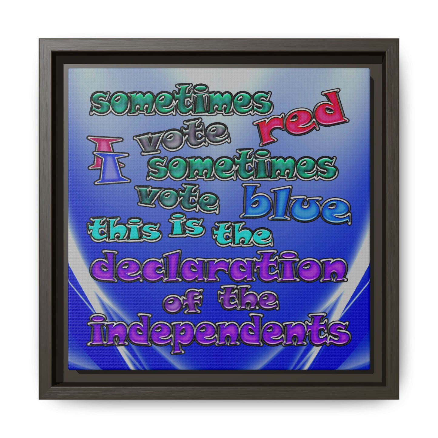 declaration of the independents - framed canvas art (blue-white wave)