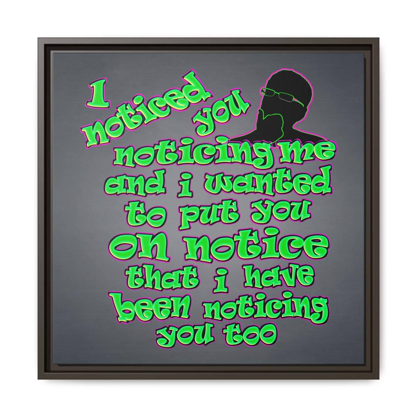 noticed you noticing - framed canvas art (grey-light grey)