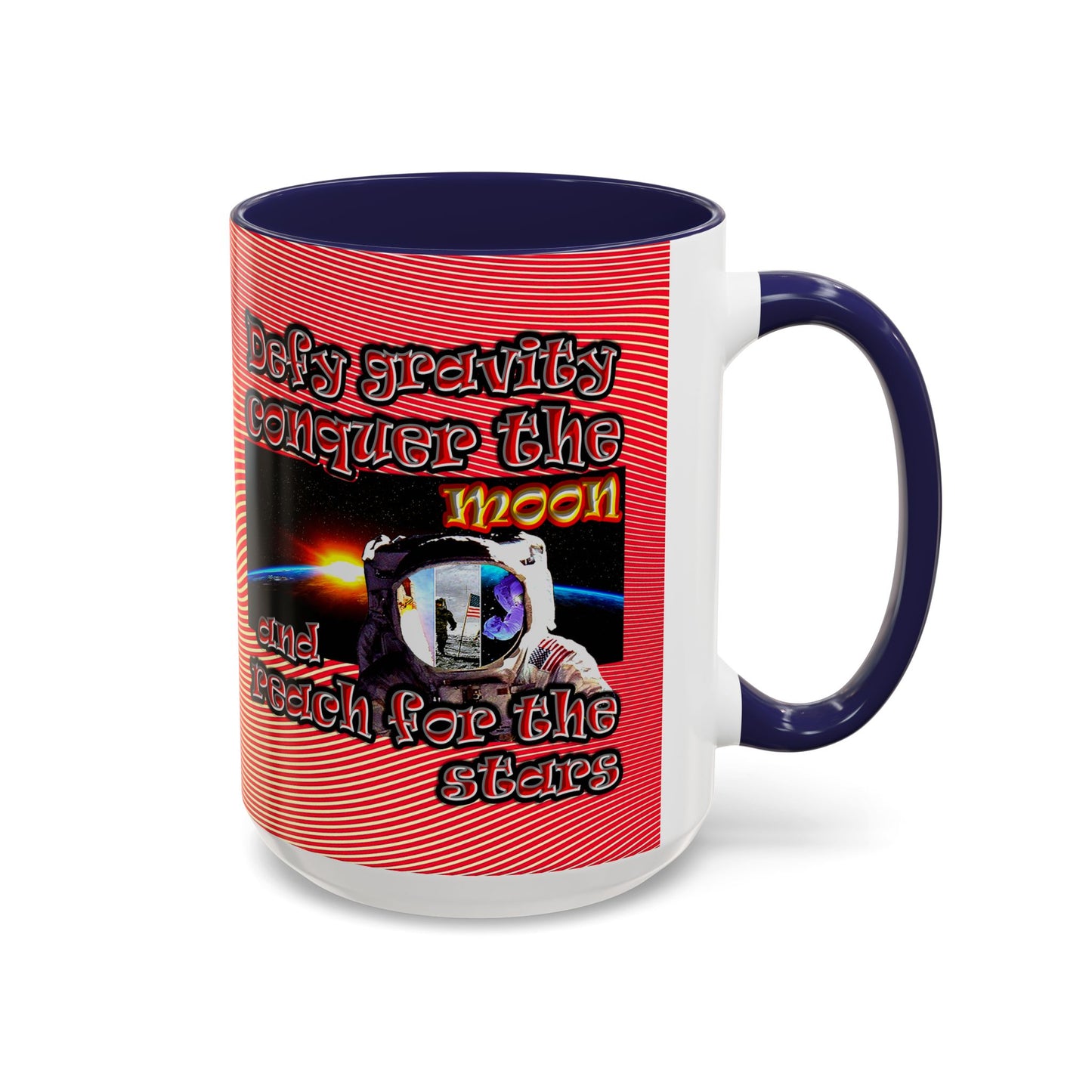 defy conquer reach - Accent Mug (yellow-orange wave)