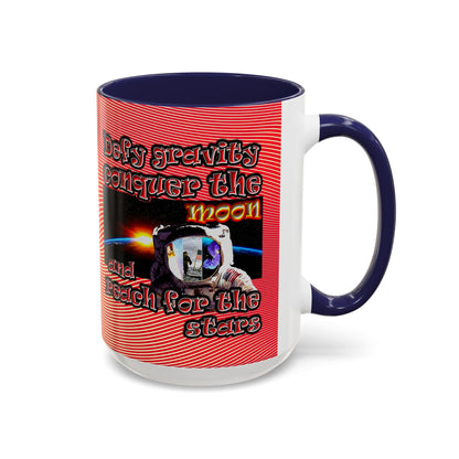 defy conquer reach - Accent Mug (yellow-orange wave)