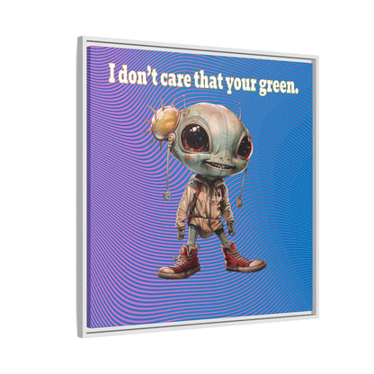 I don't care that your green - framed canvas art (light blue-purple wave)