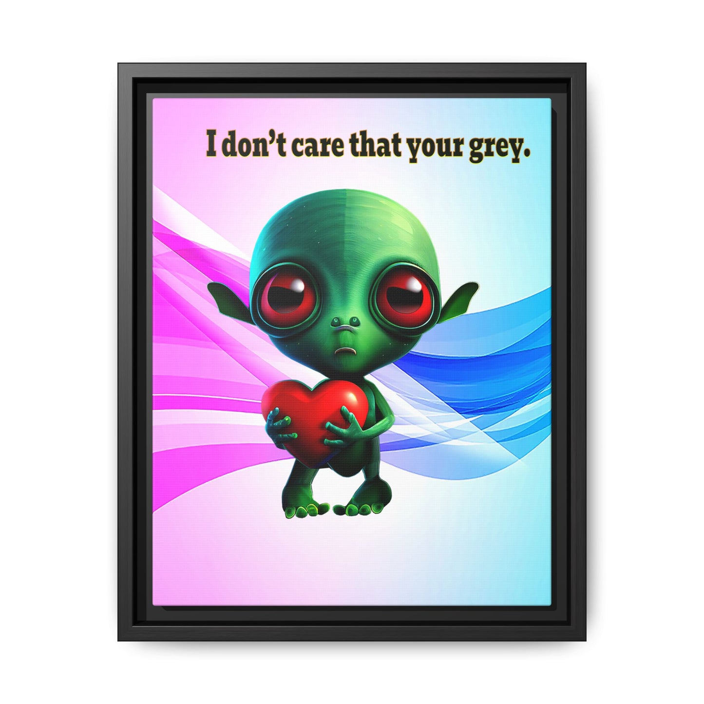 I don't care that your grey - framed canvas art (light blue-pink wave)