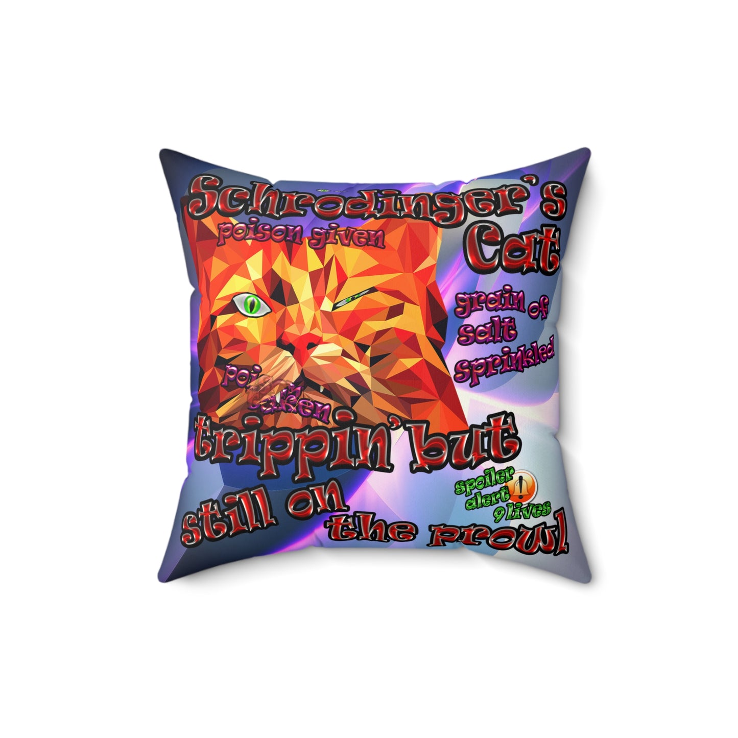 schrodinger's cat - Faux Suede Square Pillow - (grey-pink wave)