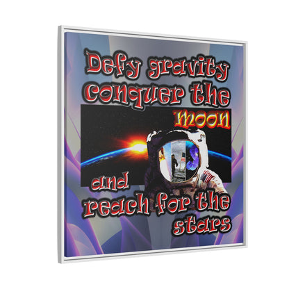 defy conquer reach - framed canvas art (grey-pink wave)