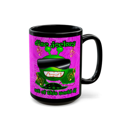 disc jockey - Black Mug (pink swirl)